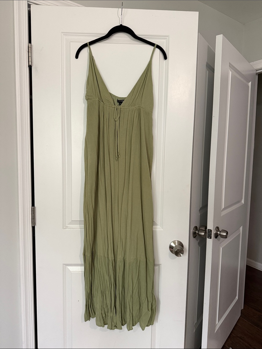 Papermoon Olive Green Tie-Front Maxi Dress